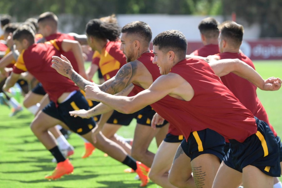 I giallorossi a Trigoria (As Roma via Getty Images)