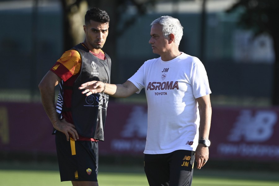 Celik e Mourinho durante l'allenamento