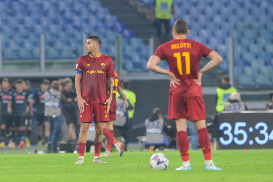 Andrea Belotti e Lorenzo Pellegrini durante una partita della Roma
