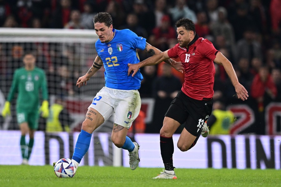 Zaniolo contro l'Albania con la maglia dell'Italia