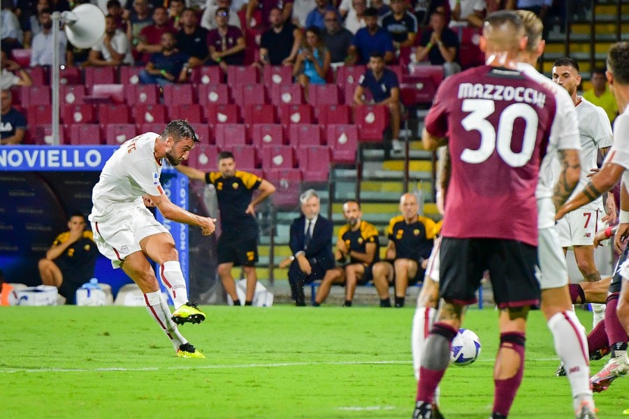 Bryan Cristante al momento del gol contro la Salernitana