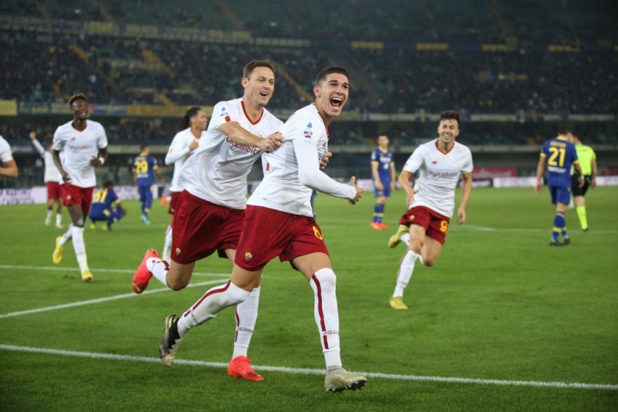 Cristian Volpato dopo il gol in Verona-Roma