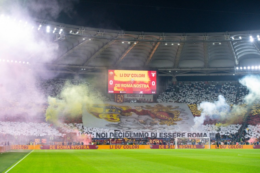 The Curva Sud's scenography before the derby against Lazio