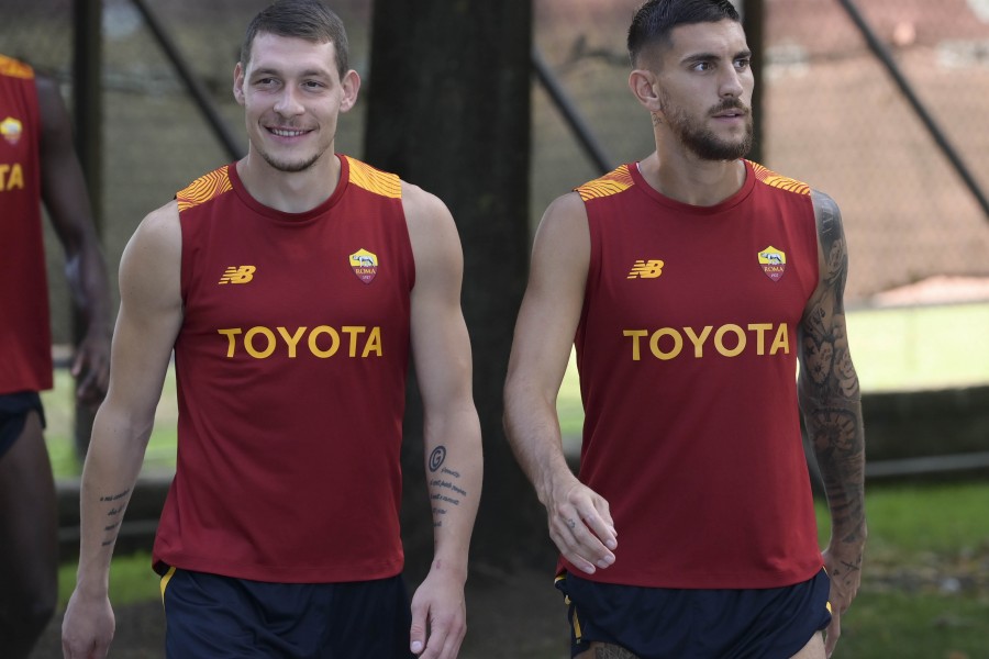 Andrea Belotti e Lorenzo Pellegrini in allenamento