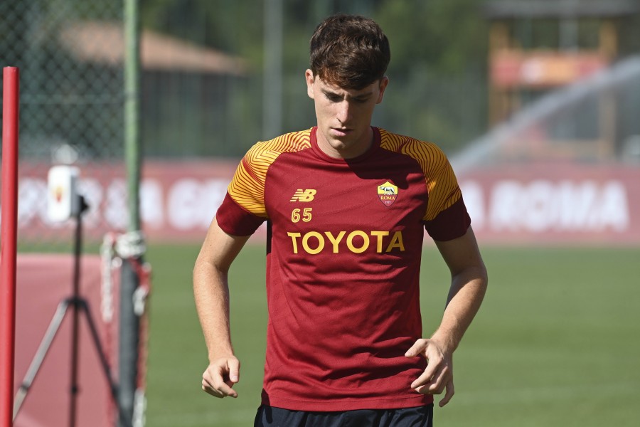 Filippo Tripi durante un allenamento a Trigoria