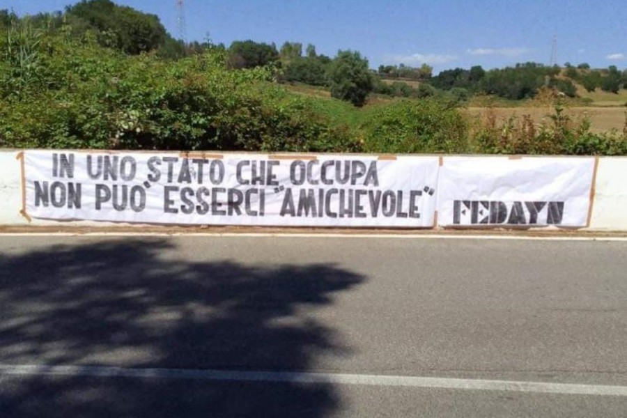 Striscione dei Fedayn a Trigoria