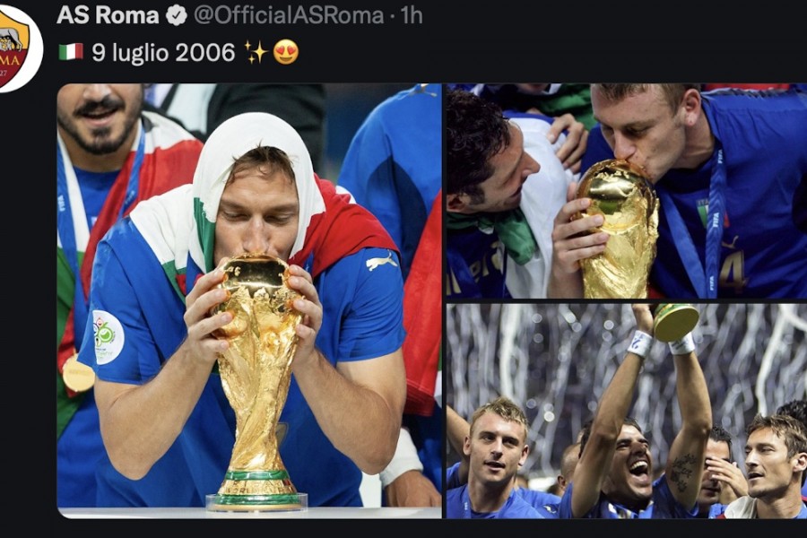 La Roma ricorda la vittoria del Mondiale del 2006 (Twitter As Roma)