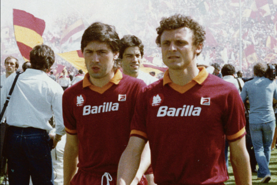 Pietro Vierchowod con Carlo Ancelotti il giorno del secondo tricolore, nel match col Torino