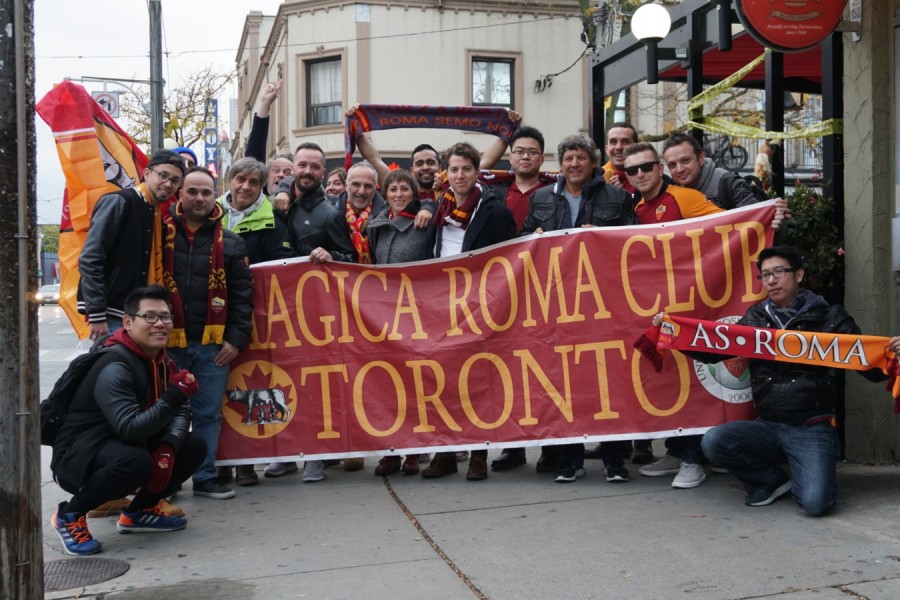 Romanisti from the Roma Club Toronto with their banner