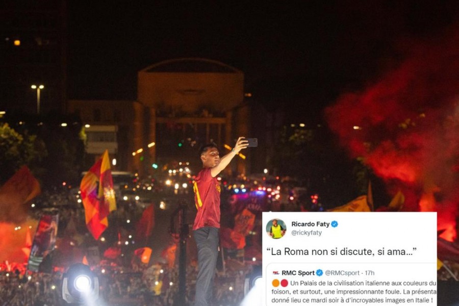 Una delle foto di Dybala ieri sera e il tweet di Faty