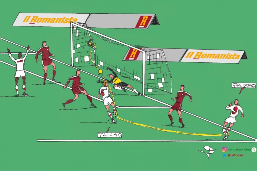 Il gol di Falcao a Sofia disegnato