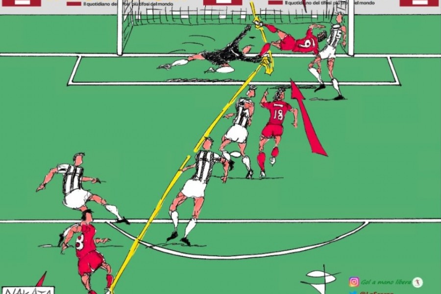 Il disegno del gol di Montella