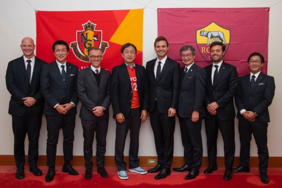 Ryan Friedkin, Tiago Pinto and Pietro Berardi with a delegation of Nagoya Grampus 