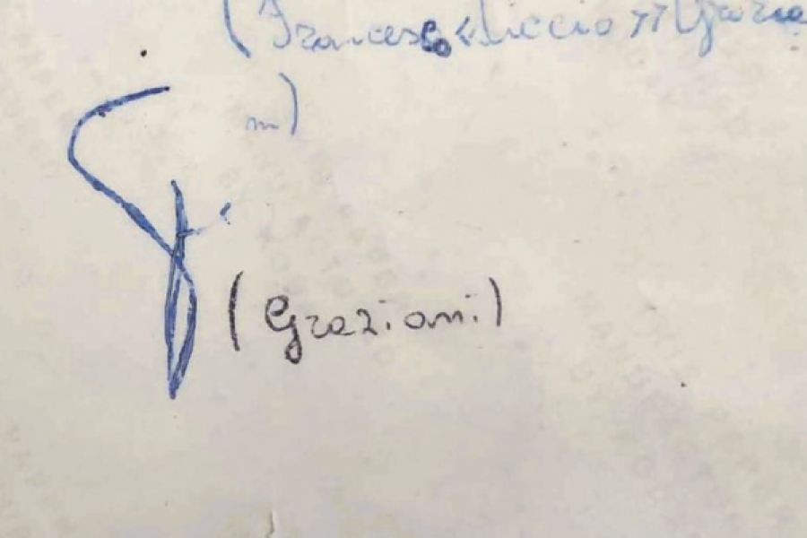 Il retro della fotografia di Fabio, con l’autografo di Ciccio Graziani