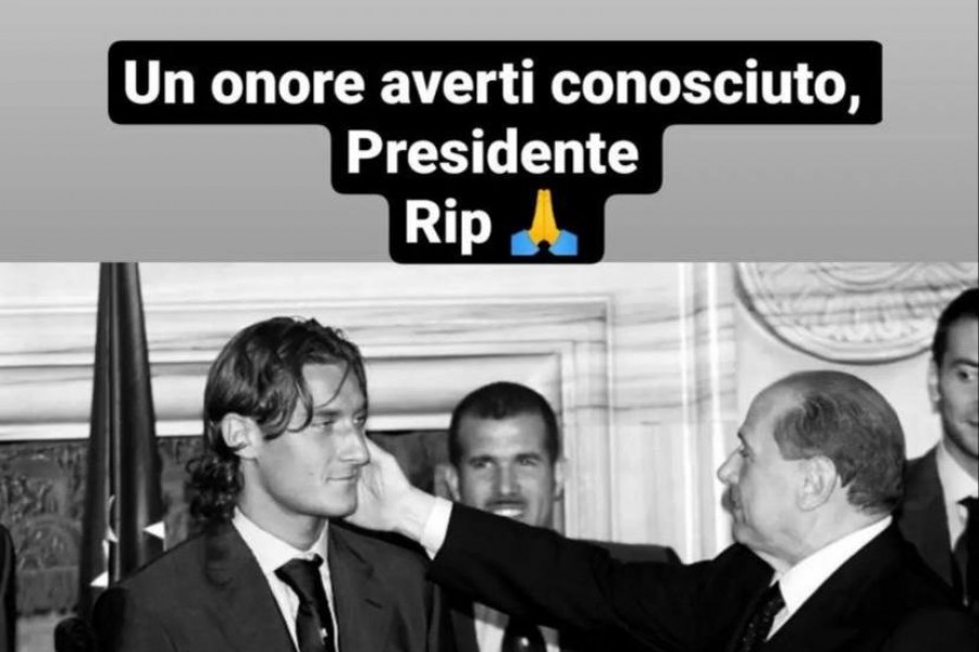 Totti dice addio a Berlusconi su Instagram