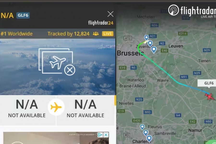 La schermata FlightRadar sul volo di Lukaku