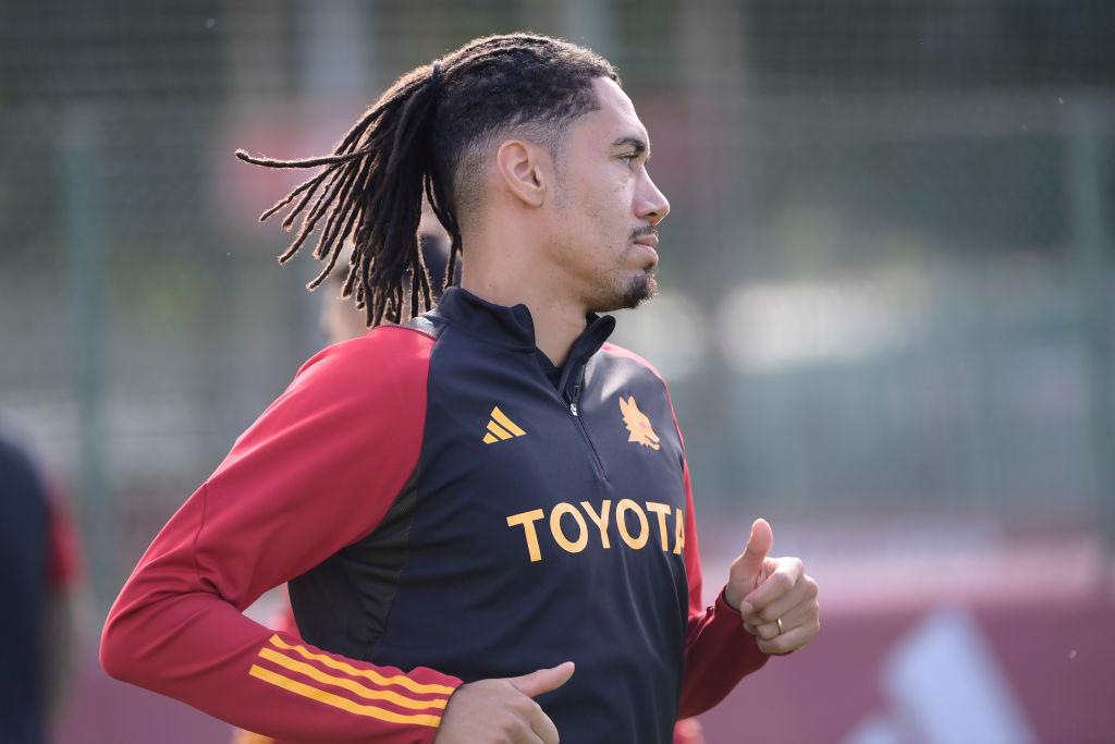 Smalling durante una seduta d'allenamento della Roma