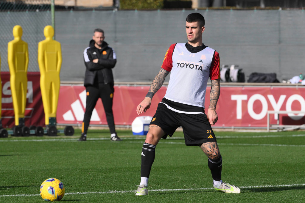 Mancini durante l'allenamento di ieri