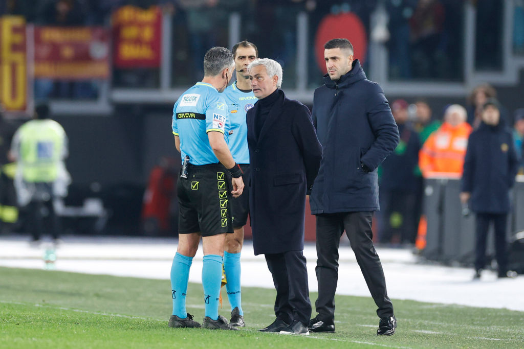 Aureliano e Mourinho durante Roma-Atalanta