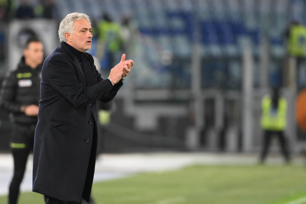 José Mourinho in panchina all'Olimpico