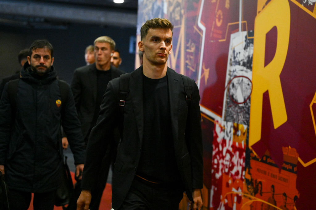 Diego Llorente nel pre partita di Roma-Hellas Verona 