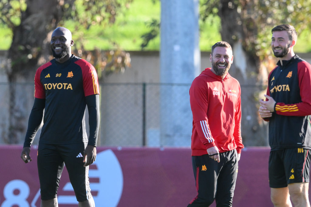 Lukaku, De Rossi e Cristante durante l'allenamento di ieri