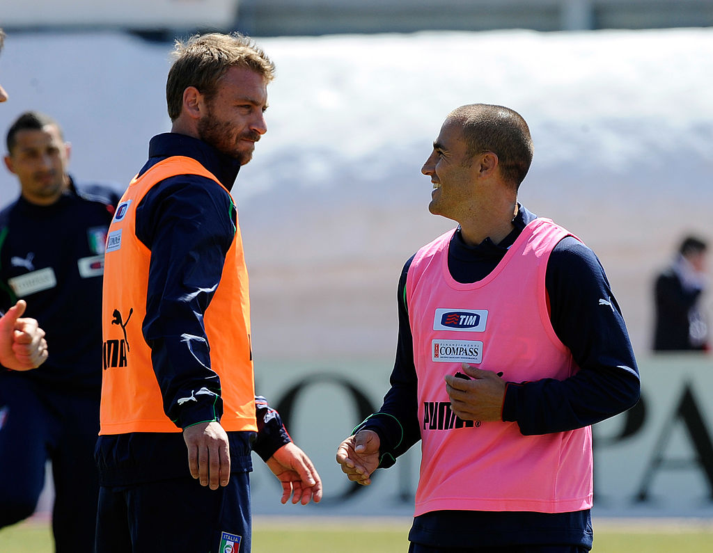 Daniele De Rossi e Fabio Cannavaro in allenamento con la Nazionale