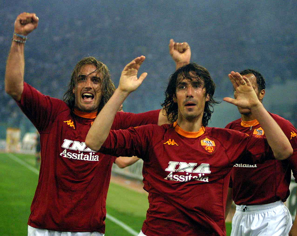 Marco Delvecchio esultanza Roma-Lazio