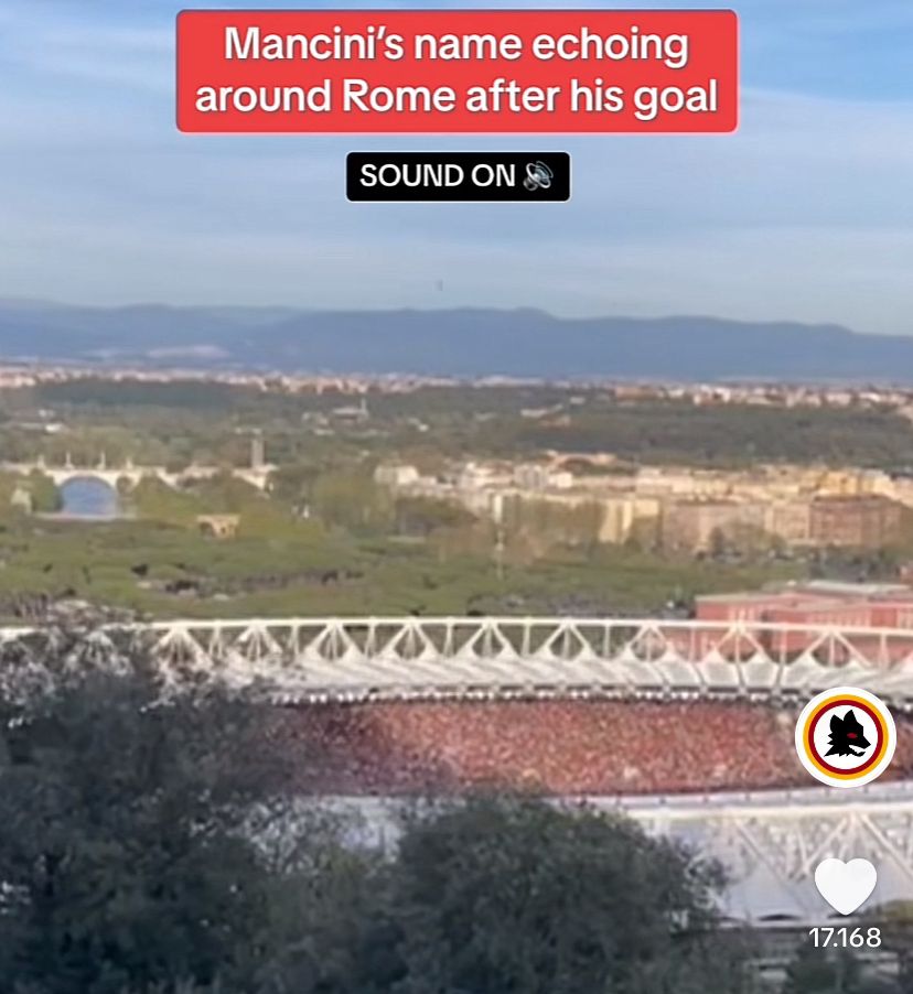 L'Olimpico al momento del gol di Mancini