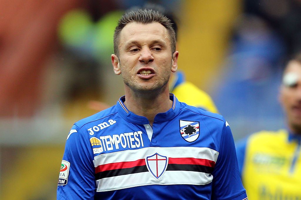 Cassano in campo con la maglia della Sampdoria