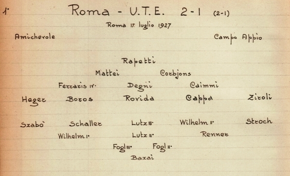 La distinta della partita Roma-UTE