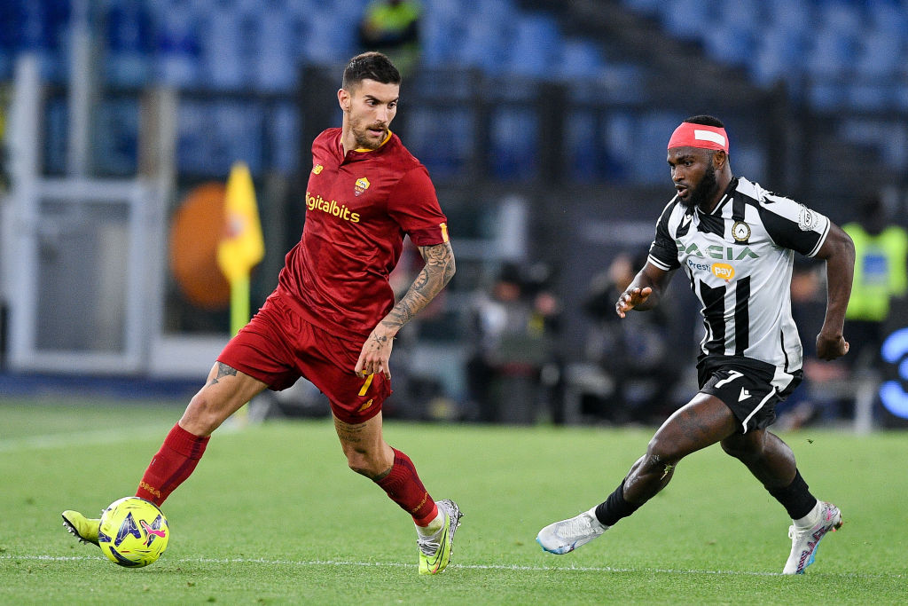 Lorenzo Pellegrini nella gara con l'Udinese