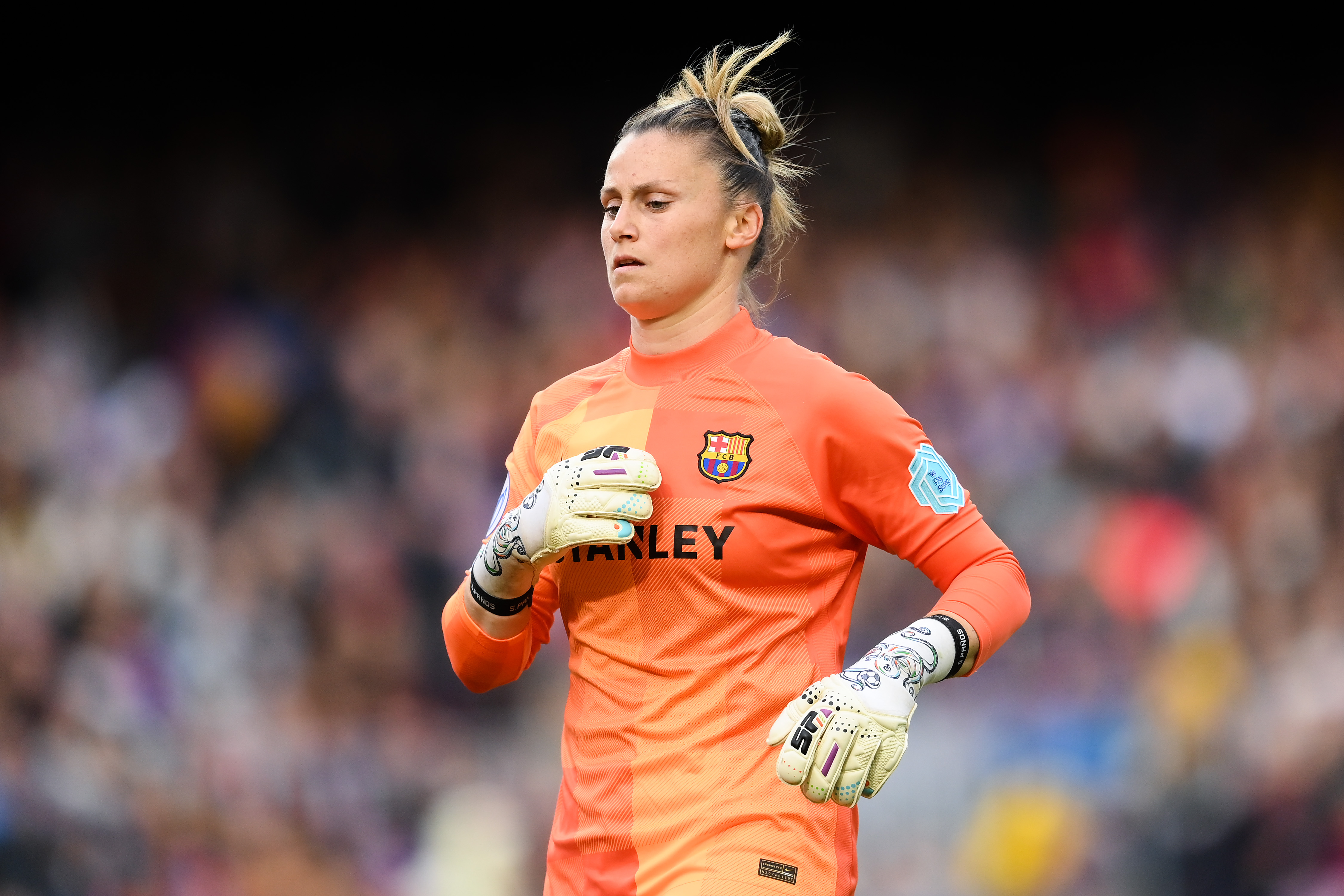 Sandra Paños durante una partita del Barcellona Femminile