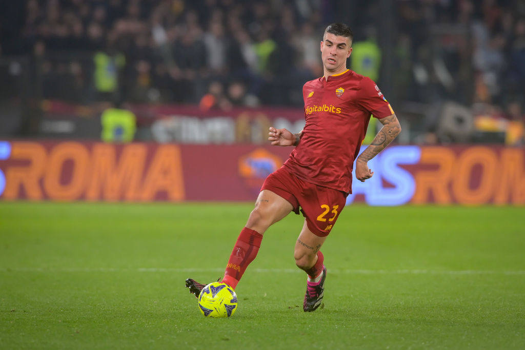 Il difensore della Roma, Gianluca Mancini, durante una partita