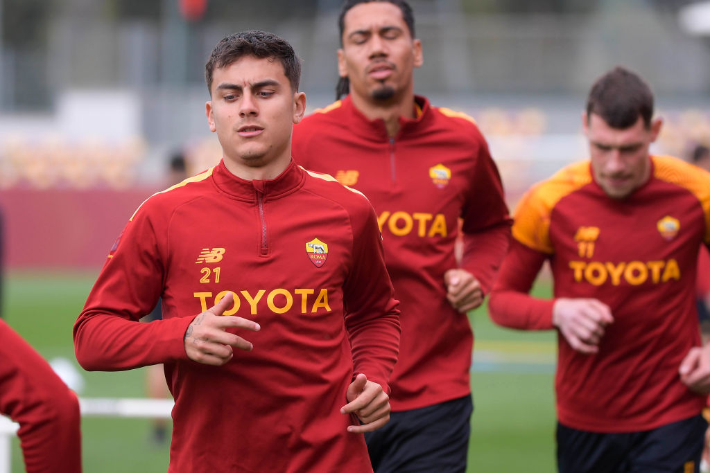 Dybala, Smalling e Belotti in allenamento a Trigoria