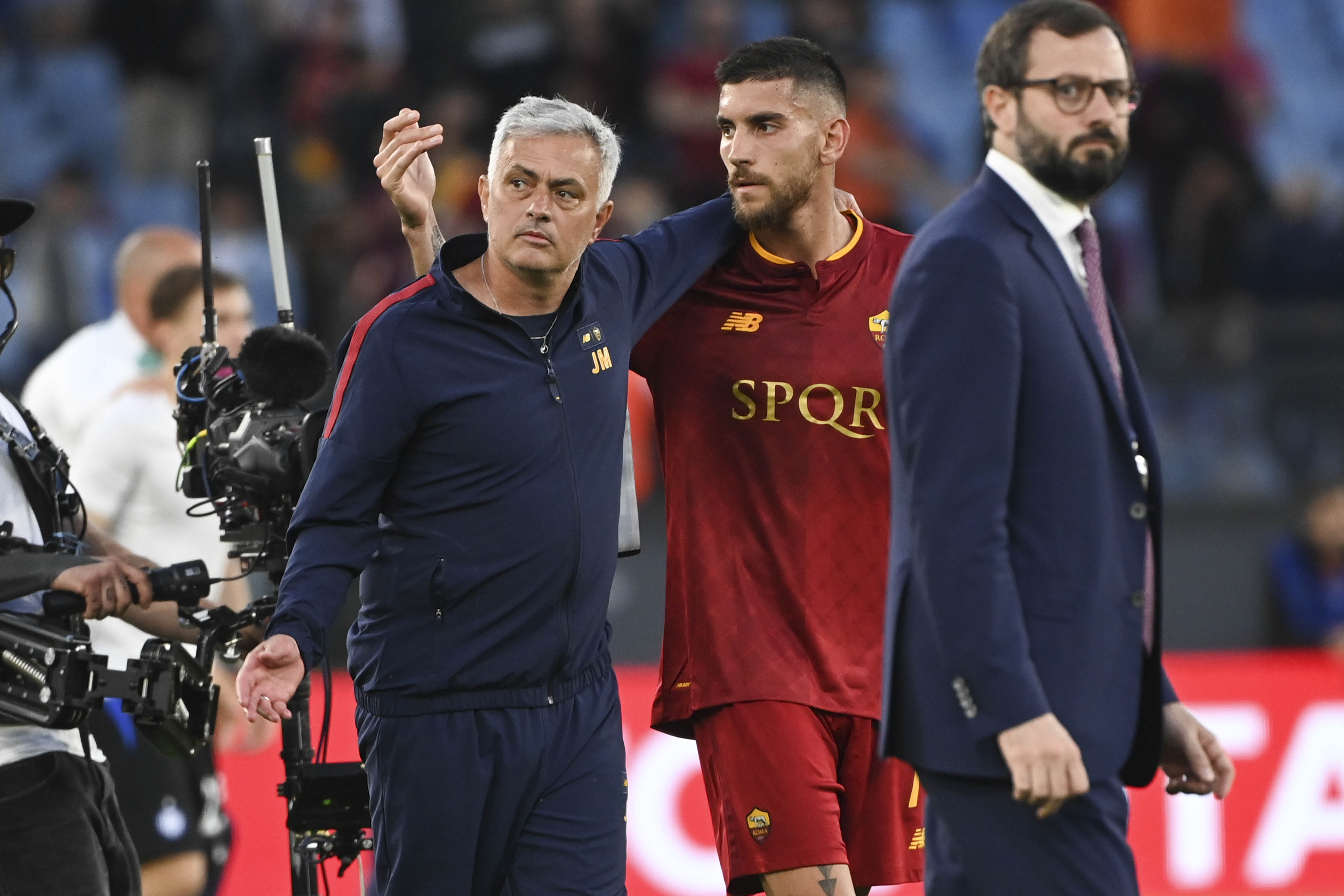 José Mourinho e Lorenzo Pellegrini