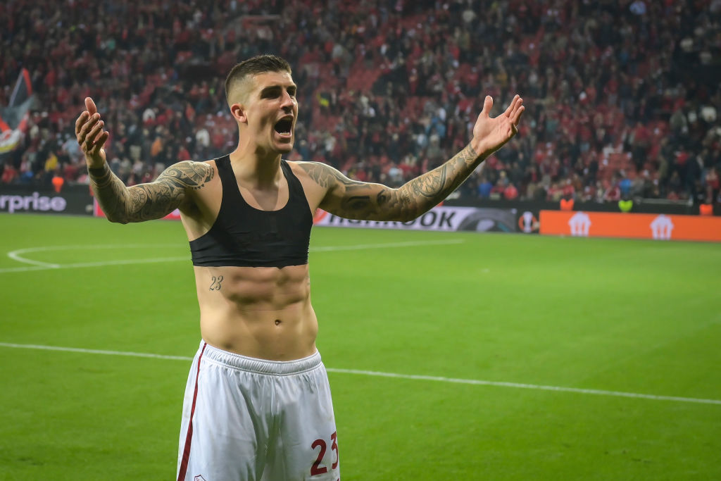 Gianluca Mancini a fine gara contro il Leverkusen