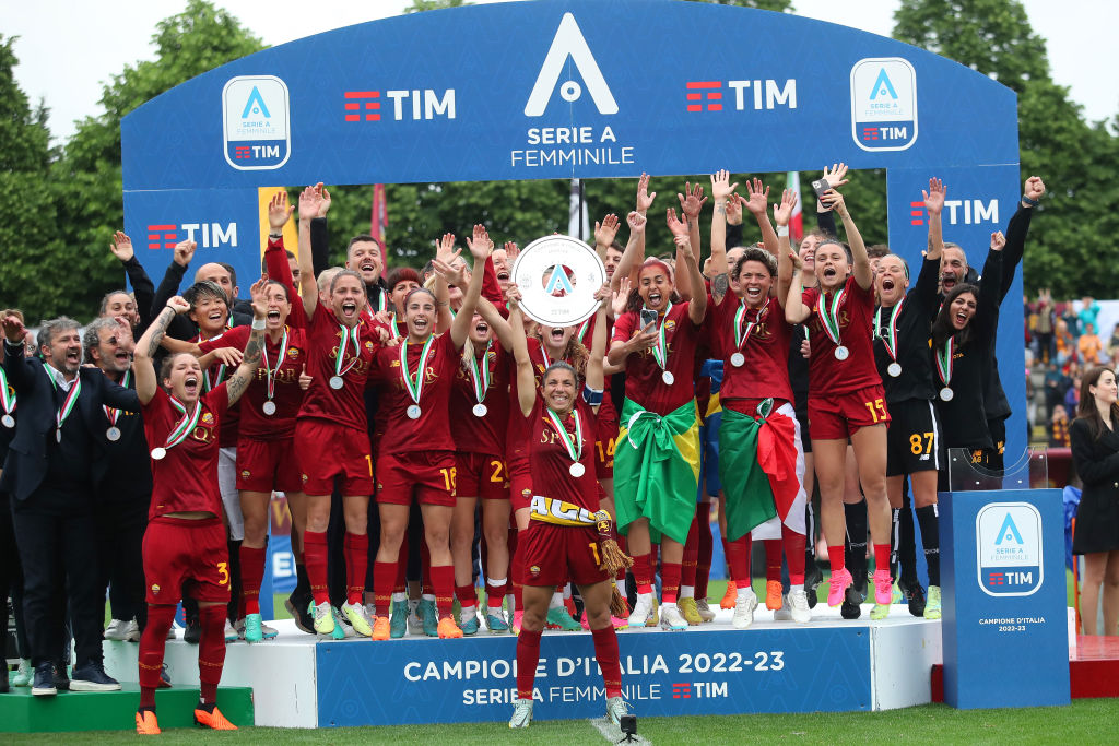 Esultanza della Roma Femminile