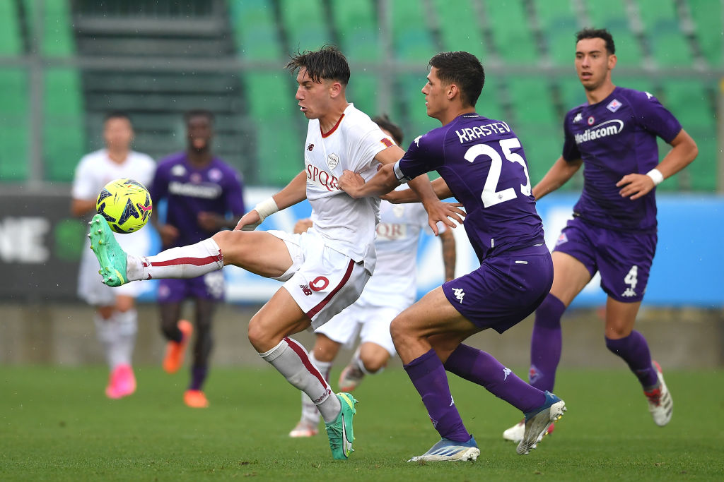 Cristian Padula con la maglia della Roma primavera