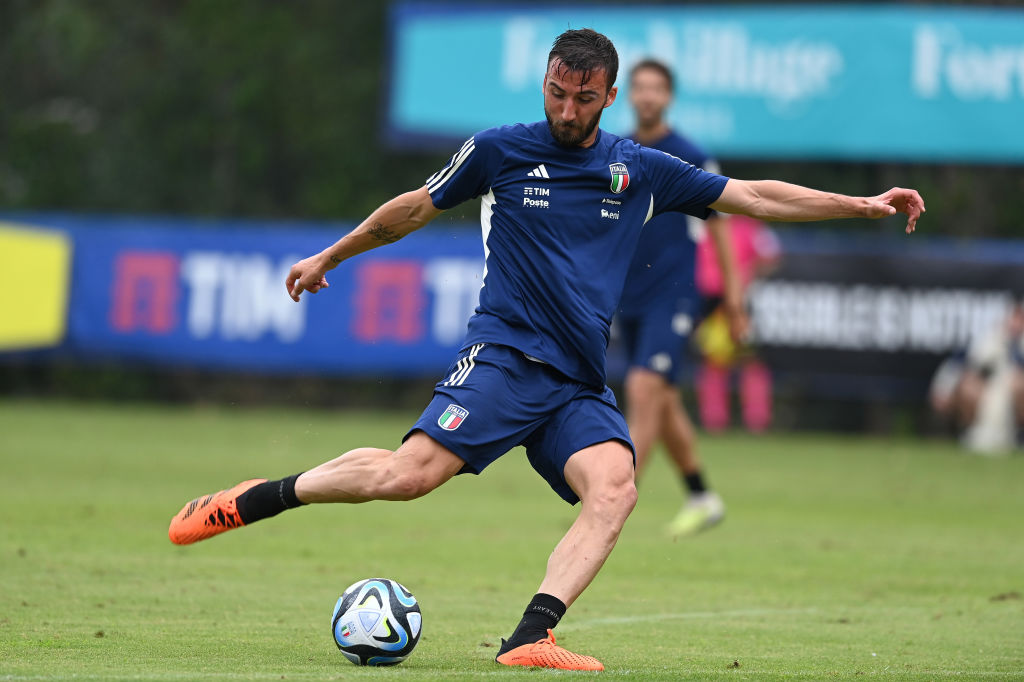 Bryan Cristante in allenamento con la Nazionale