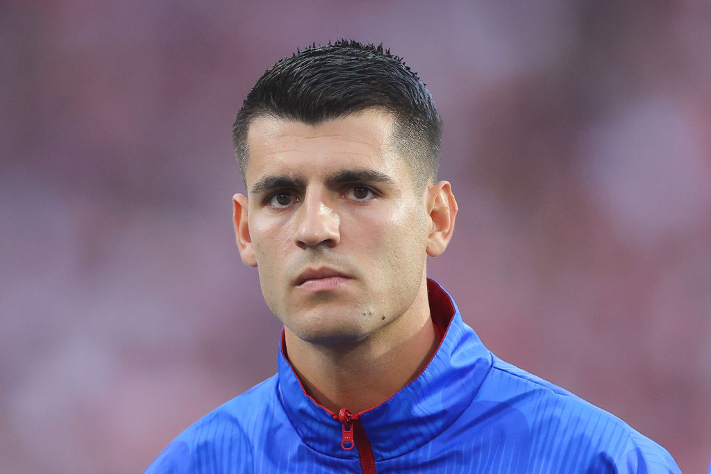 Morata in campo con la maglia della Spagna