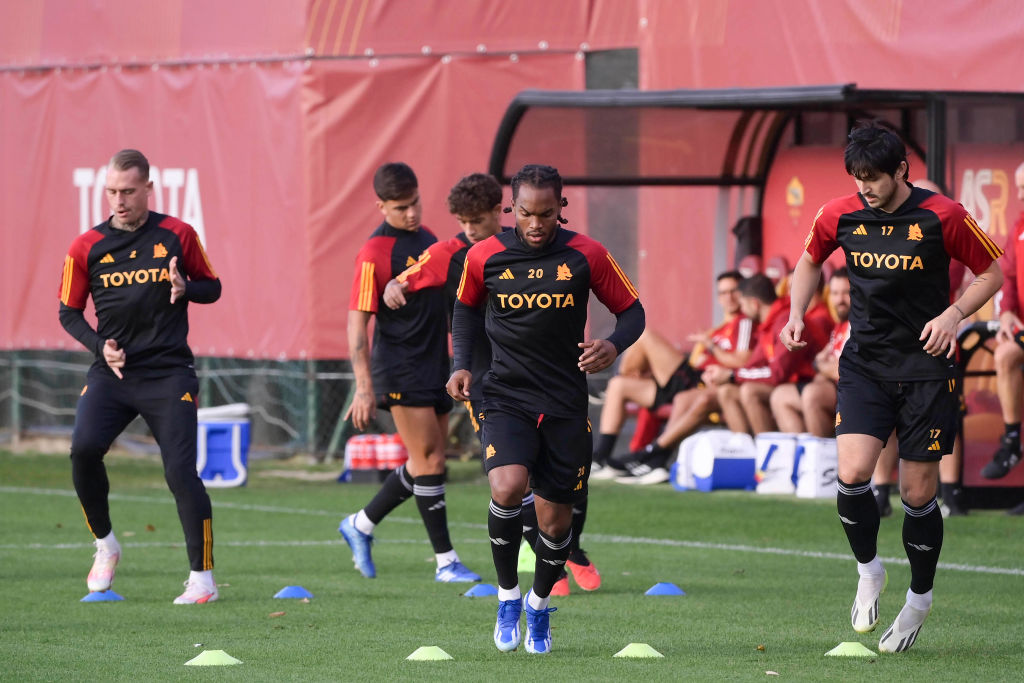 Sanches e Azmoun in allenamento con la Roma