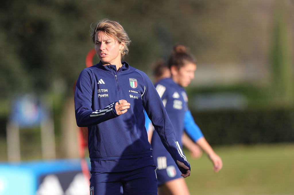 Giacinti durante un allenamento con la Nazionale