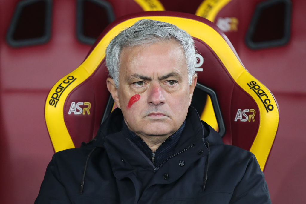 José Mourinho in panchina all'Olimpico