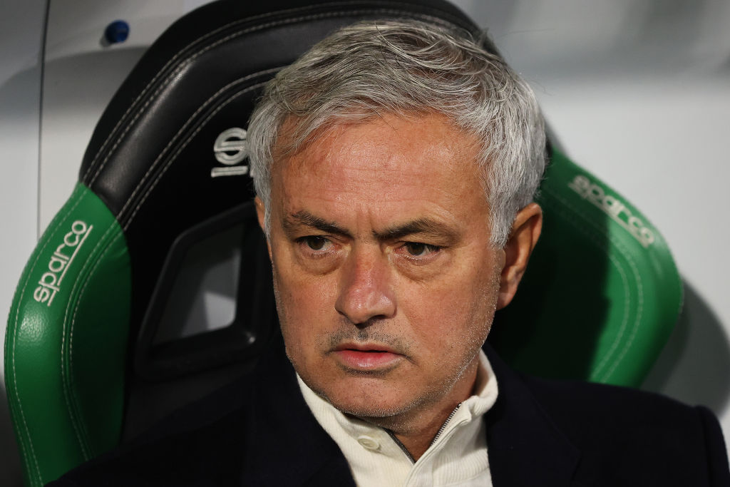 José Mourinho in panchina contro il Sassuolo