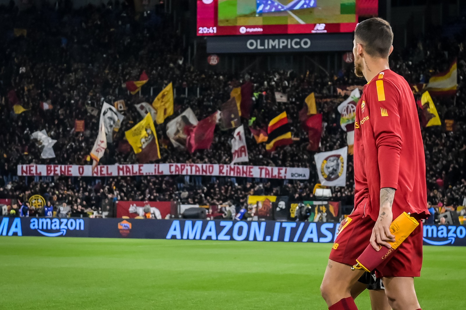 L'ingresso in campo di Pellegrini per Roma-Udinese