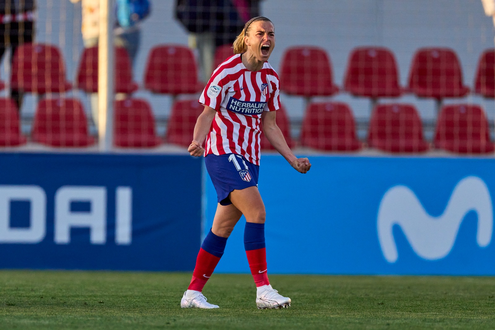 Barbara Latorre durante una partita con l'Atletico Madrid