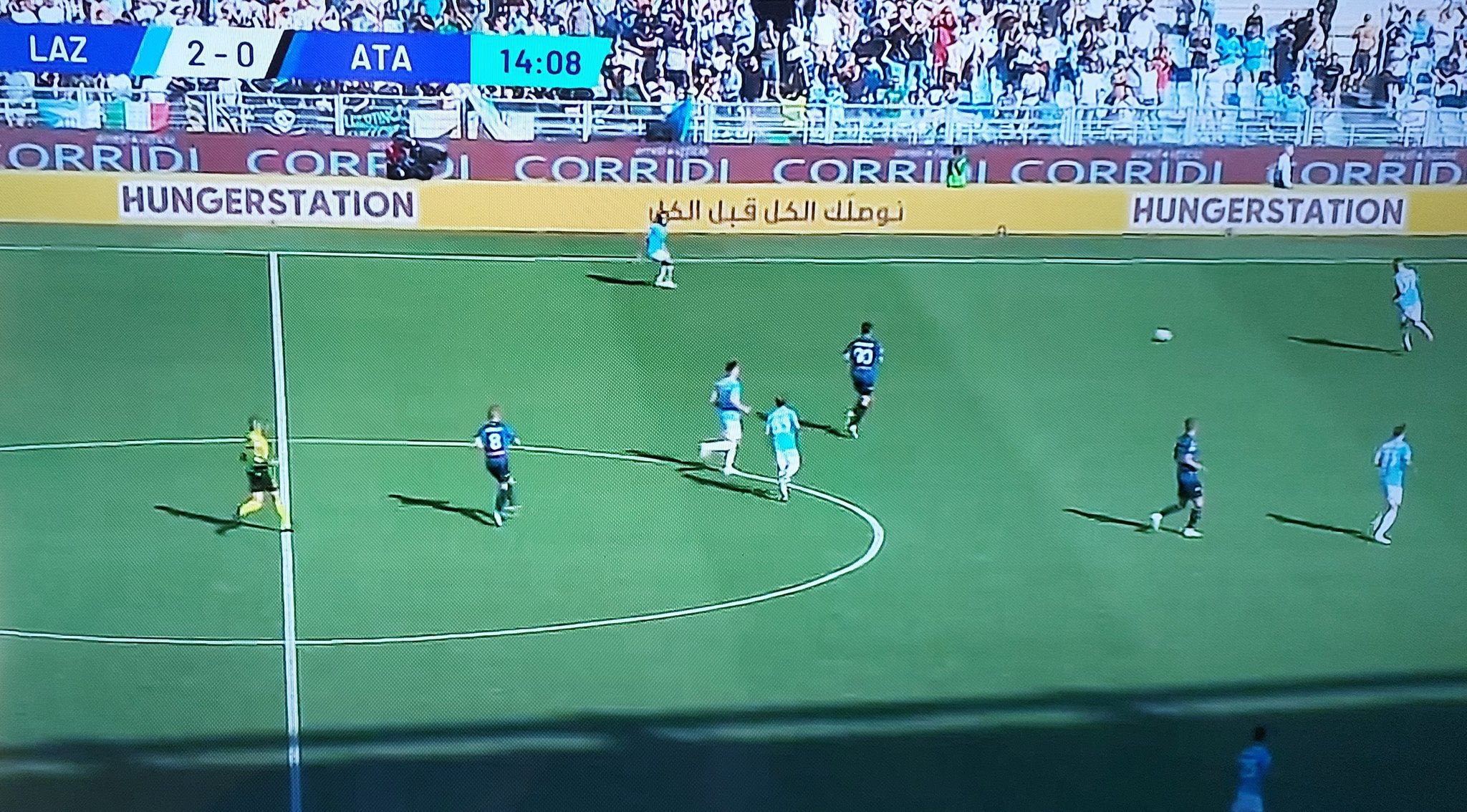 Lo sponsor di Riyadh apparso durante Lazio-Atalanta