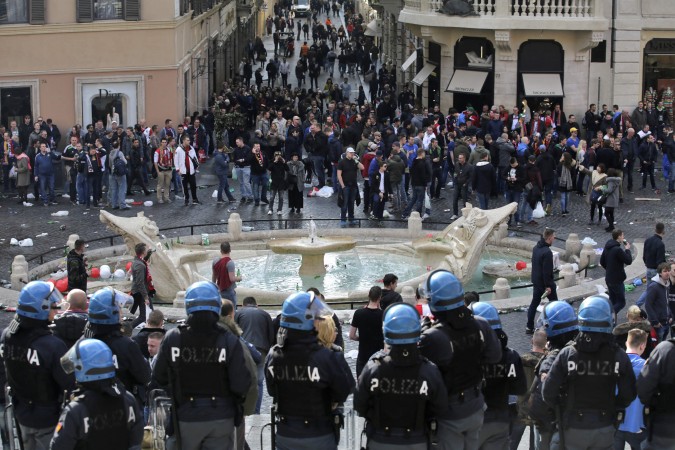 Il centro di Roma durante Roma-Feyenoord del 2015