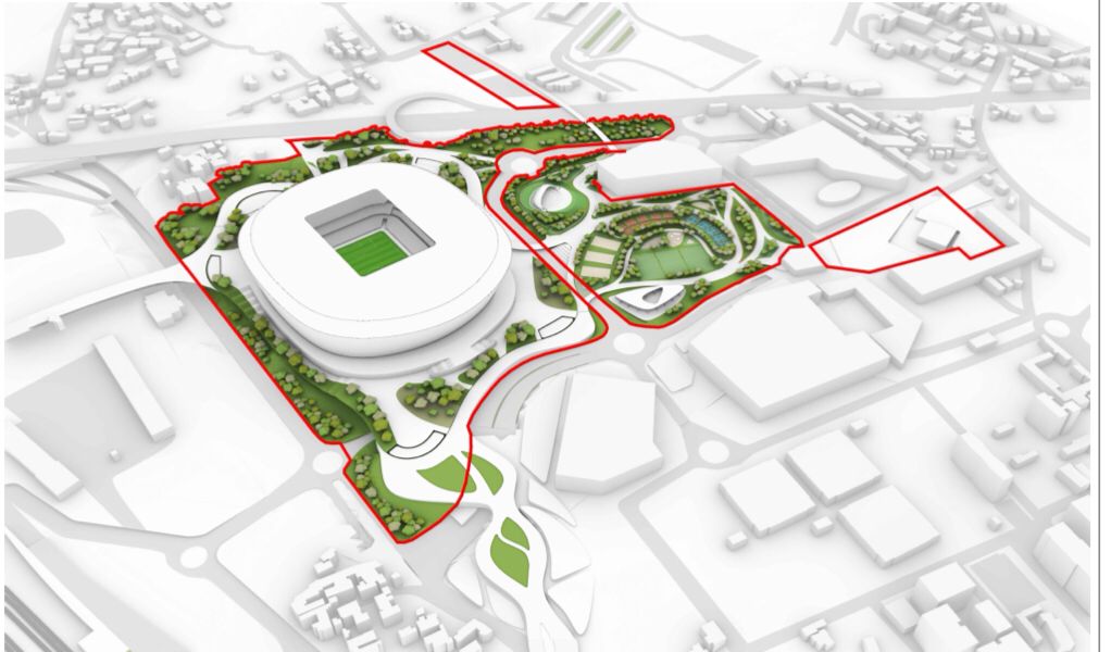 Un progetto del nuovo stadio della Roma a Pietralata